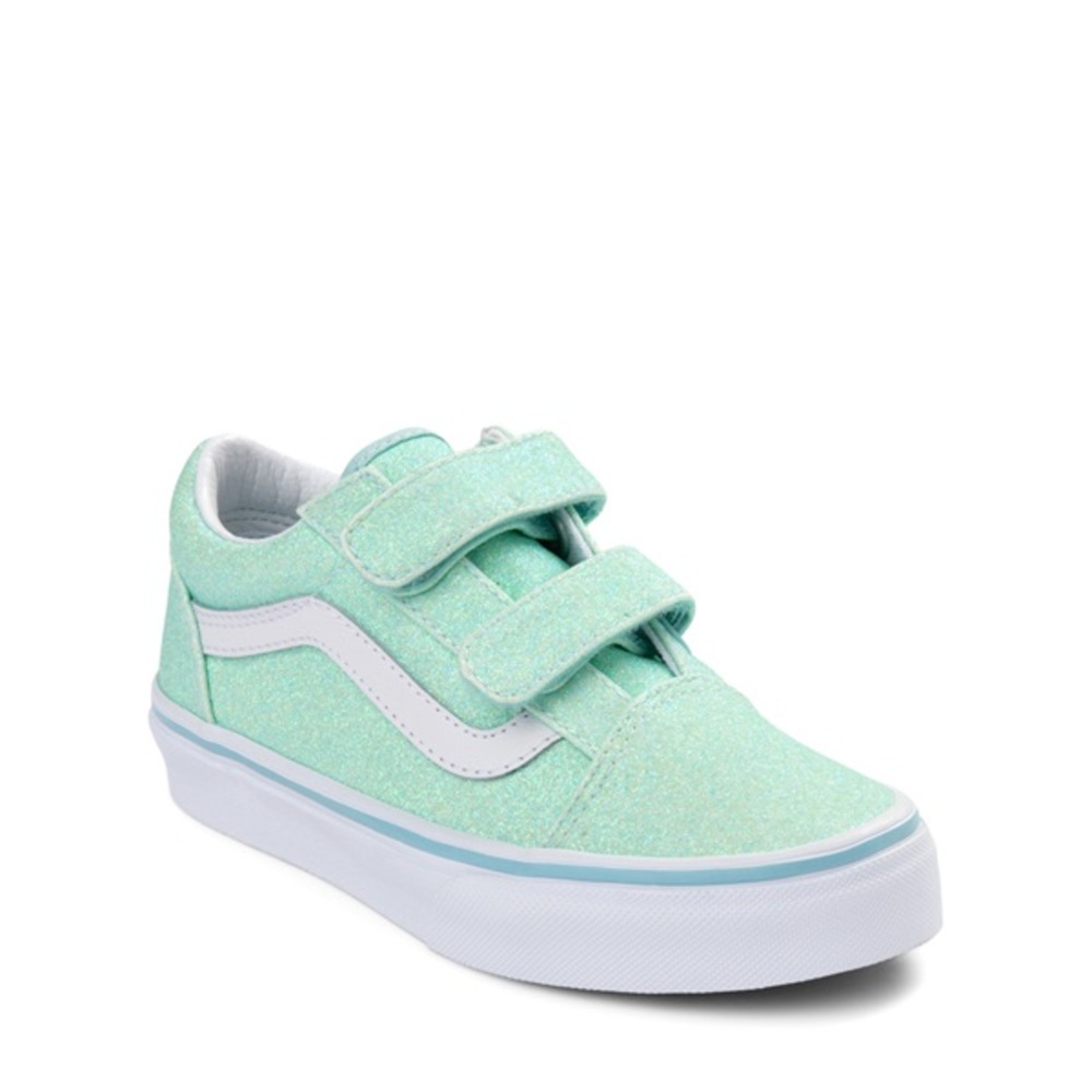 Vans Old Skool V Glitter Skate Shoe - Little Kid - Mint